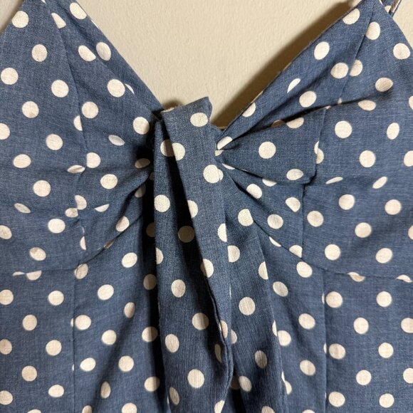 Paper Crane Polka Dot Bodycon Mini Dress Women's Medium Blue White Pin-Up Retro - Picture 6 of 14